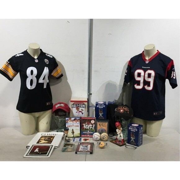 Sports Memorabilia Lot Bobbleheads hats game balls jerseys Pujols LeBron merch - Picture 1 of 12